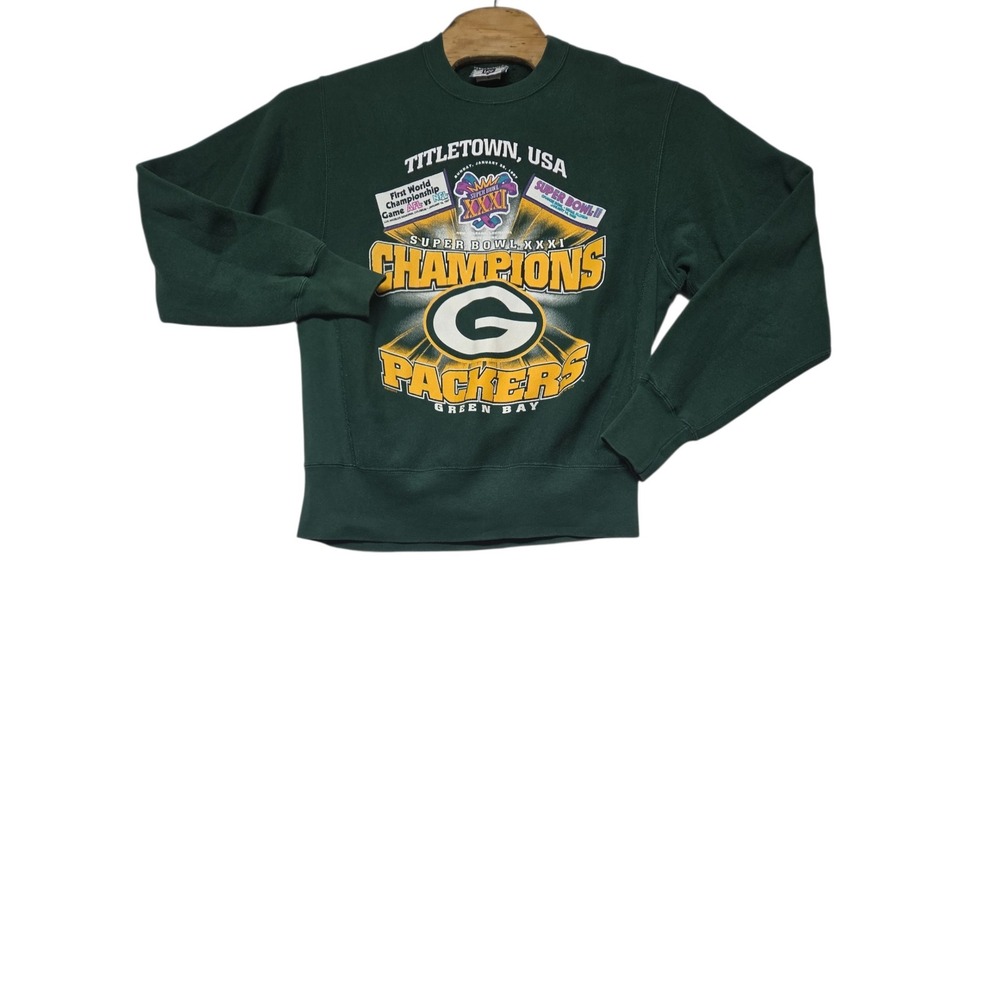 Vintage Lee Green Bay Packers Super Bowl XXXI Champions Sweatshirt Mens M Green